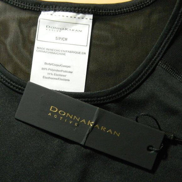 Donna Karan Active Tank Sleeveless Black Mesh Athletic Workout Running NW - Picture 5 of 13